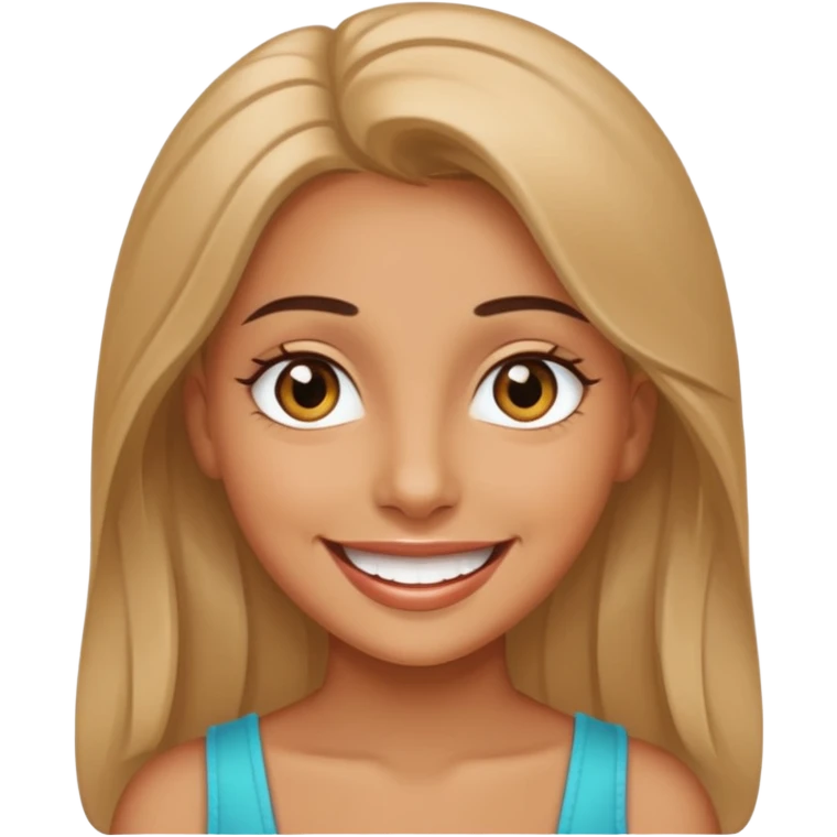 Leyla as a happy emoji, with a big smile and sparkling eyes emoji