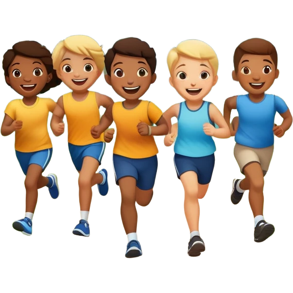 group of children running in a park, fun and lively emoji