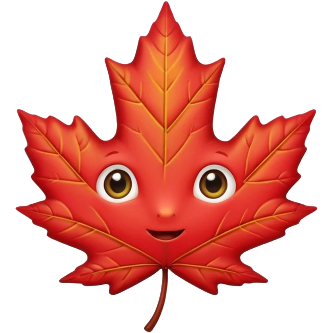 feuille d'érable, style Kawaii, yeux brillants emoji
