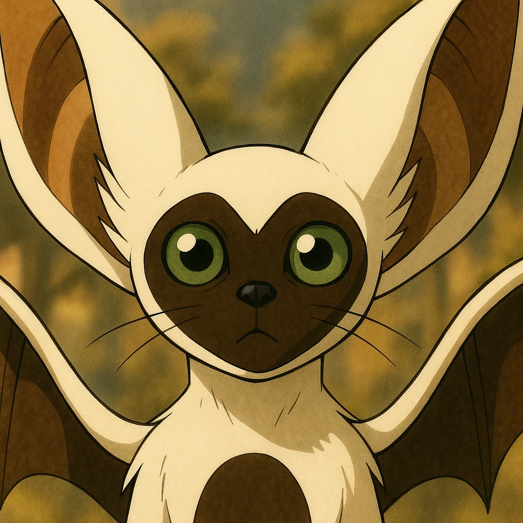 Momo from Avatar: The Last Airbender, anime style, close-up emoji