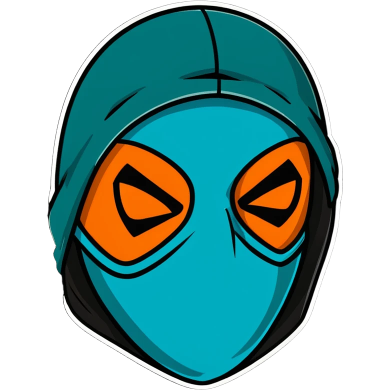 evil burglar with teal and orange face mask emoji