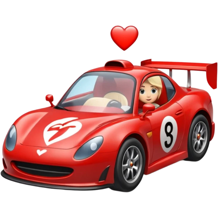 heart driving in a race car emoji