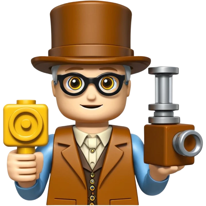 Steampunk Inventor yellow lego toy emoji