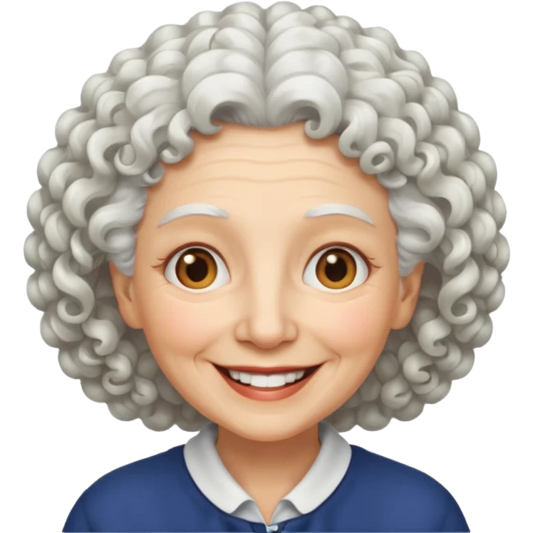old woman with white curly hair emoji
