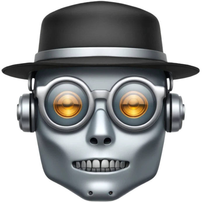 tattoed robot with hat and glasses emoji