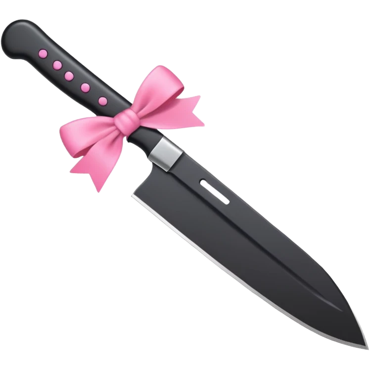 black knife with little pink bows around it emoji