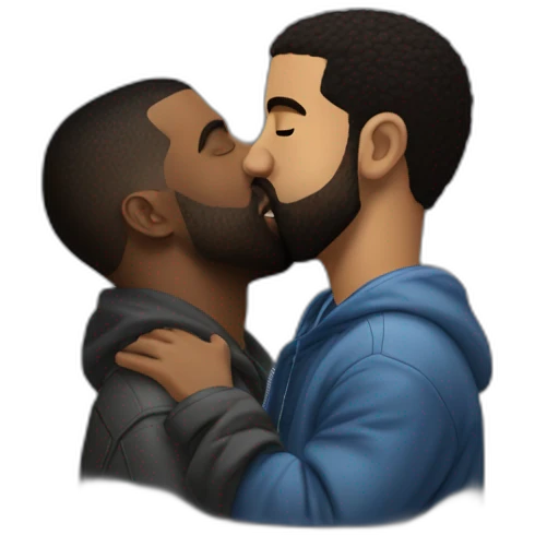 Drake kissing Kanye west on the cheek emoji