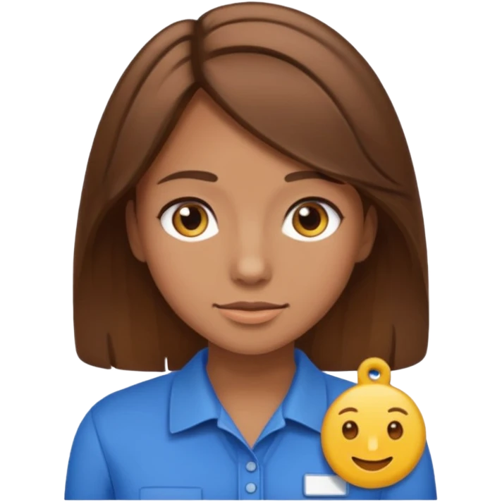 Give Linnea brown hair and a nametag that says Linnea emoji