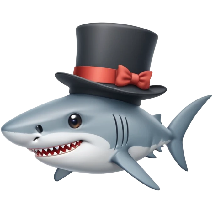 Shark with a top hat emoji