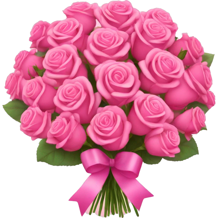 huge bouquet of pink roses with a ribbon  emoji