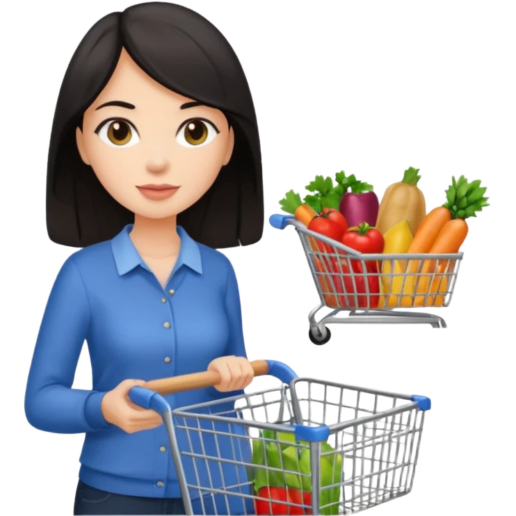 dark haired lady grocery shoppign emoji