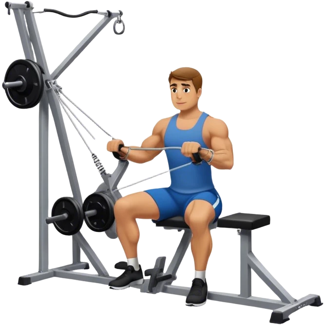 man doing seated cable-rows machine exercise emoji