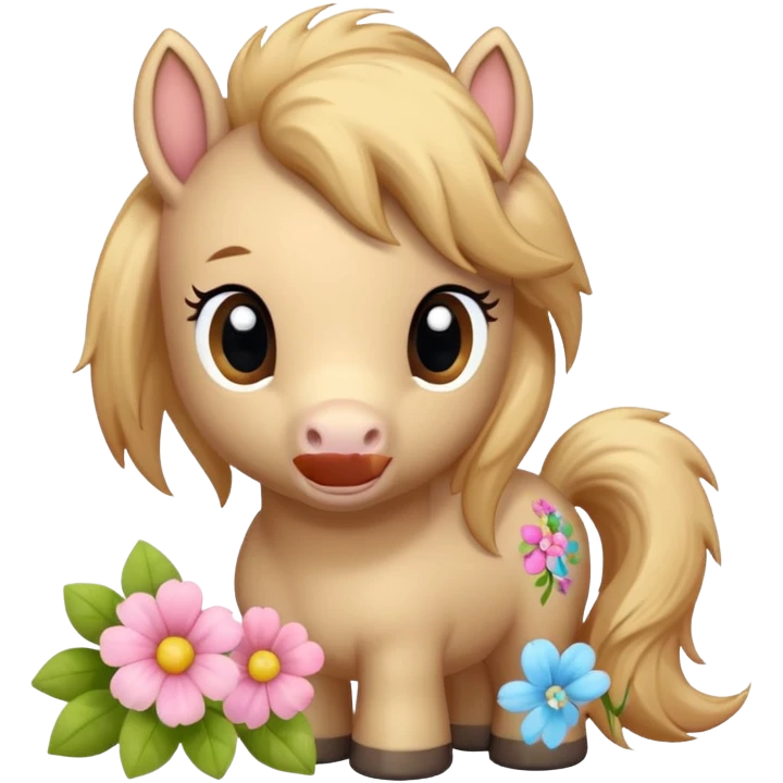 Cute little pony with flowers emoji