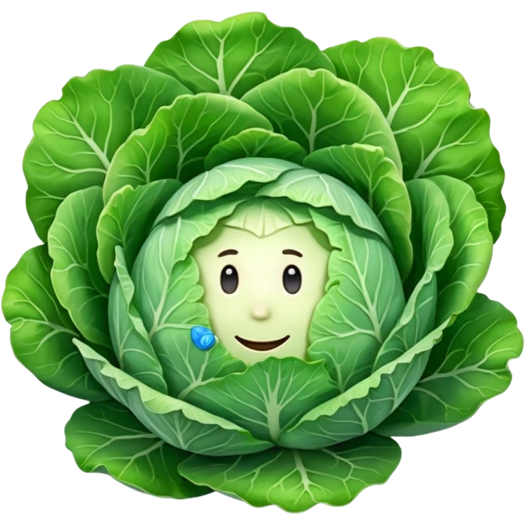 round cabbage, whole, smooth tightly packed leaves, pale green to white, firm spherical head, gentle veining, slight gloss, soft lighting, emoji scale emoji