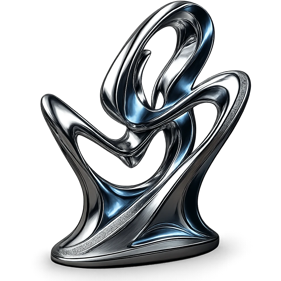 modern style elegance, abstract shapes, silver tones and deep blue emoji