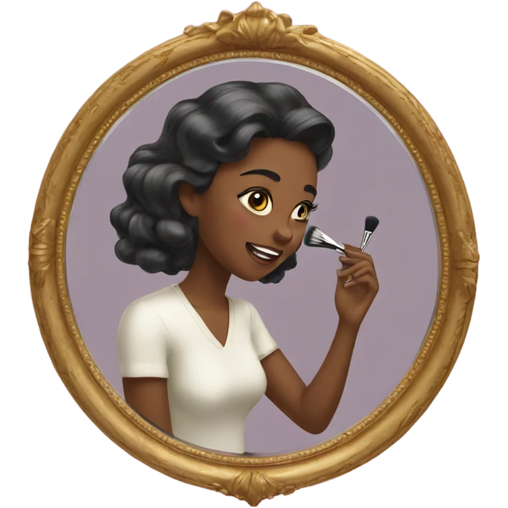 Girl putting on makeup in vintage mirror emoji