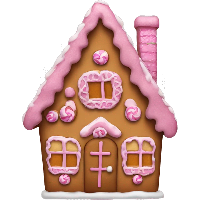 A pink gingerbread house emoji
