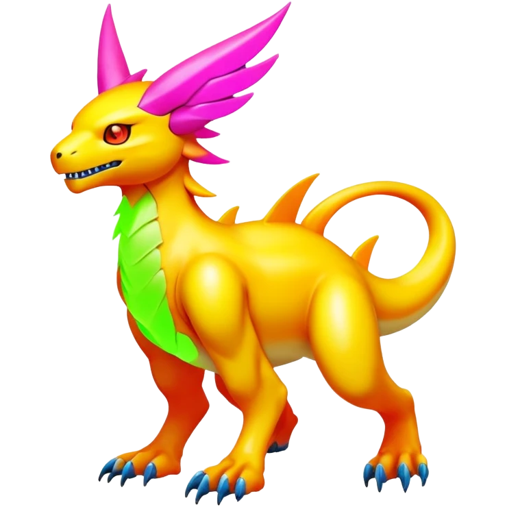 futuristic lush warm-colored neon-colored Fakémon-Digimon-hybrid-creature (full body) emoji