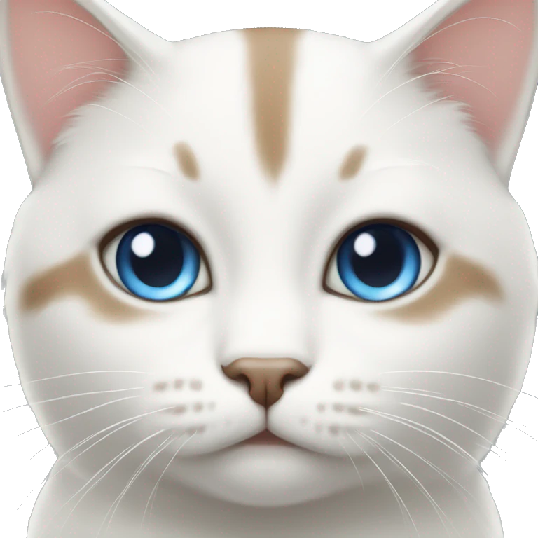 White cat with brown stripes and blue eyes emoji