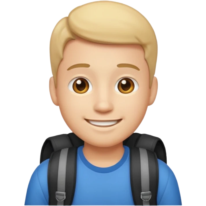 student emoji, male, smiling, wearing a backpack emoji