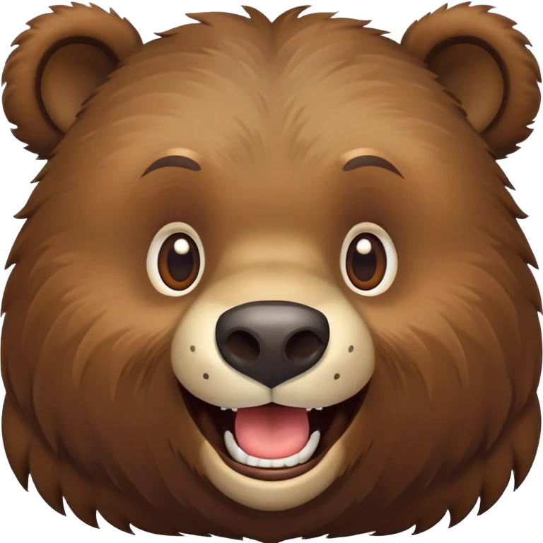 Playful Russian brown bear head, grinning, front view emoji