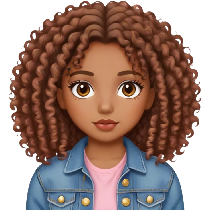Fille ado aesthetic brune tysmé blush curly hair jean et top emoji