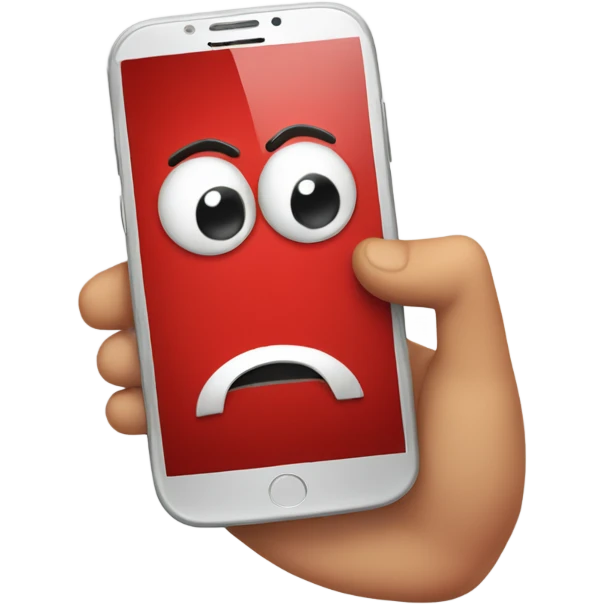 Red smartphone unhappy  emoji
