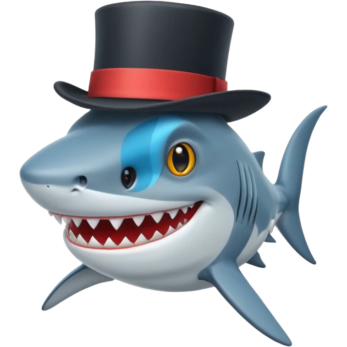 Shark with a top hat kwe emoji