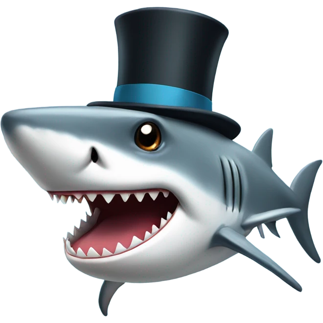 Shark with a top hat emoji