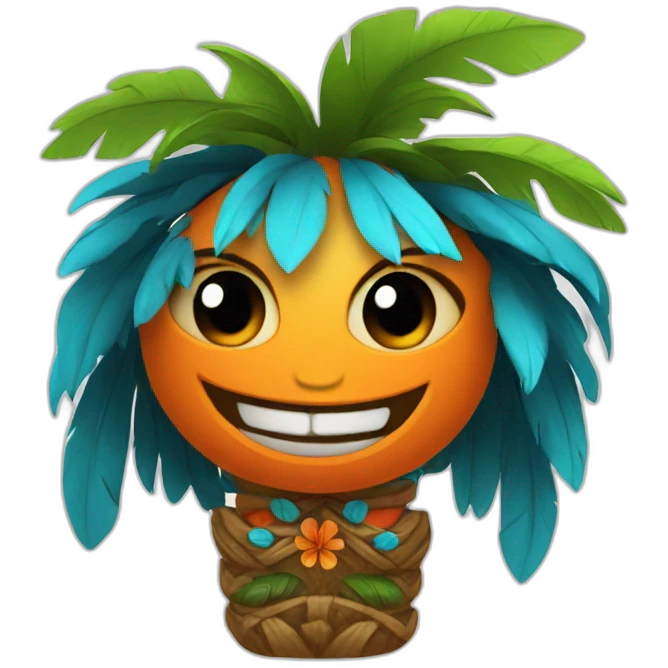 Tiki with colors blue and orange-tornado-fun-love-girl emoji