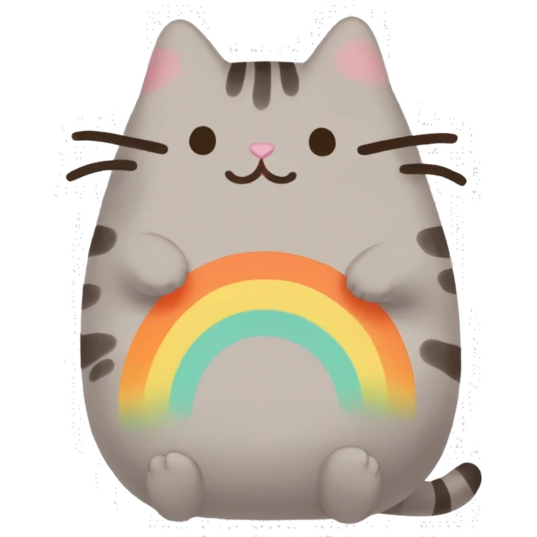 Two orange rainbow pusheen    emoji