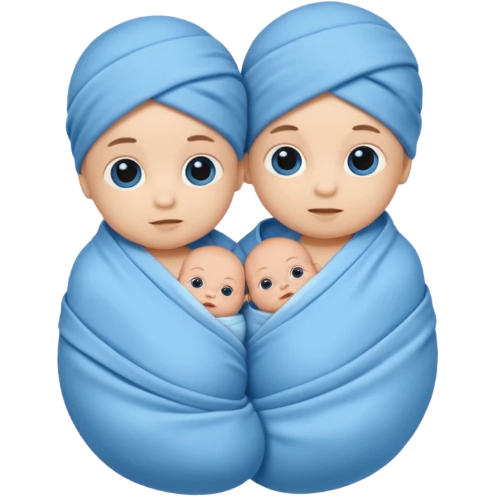 Twin swaddled babies in blue emoji