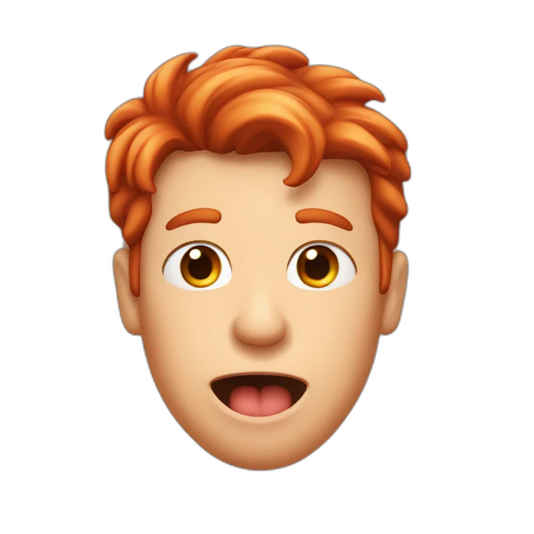 a red-haired guy sticking out his tongue and squeezing his eyes emoji