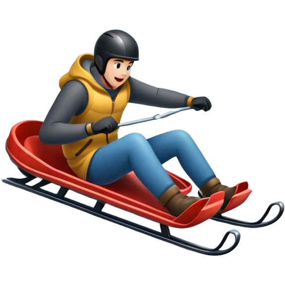 An icon featuring a sleek sled speeding down a snowy hill, with a snowy landscape and pine trees in the background. The motion lines and slight snow spray emphasize the thrill of the ride. Transparent background highlights the excitement and fun of sledding. emoji