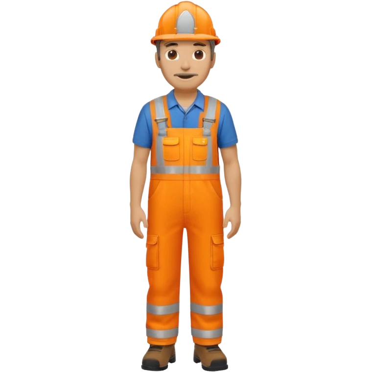 mature engineer hi-vis orange overalls standing full body emoji
