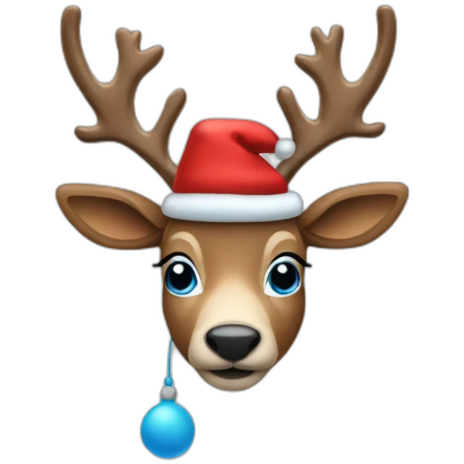 blue-nosed reindeer with hat emoji