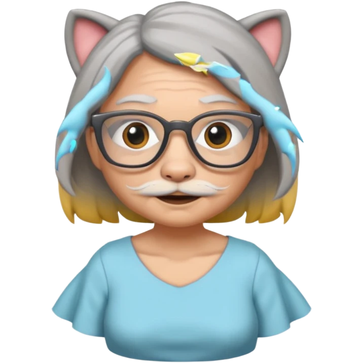 create me a slack emoji of a very old tiger shark, dressed like an old lady, with grey hair and glasses emoji