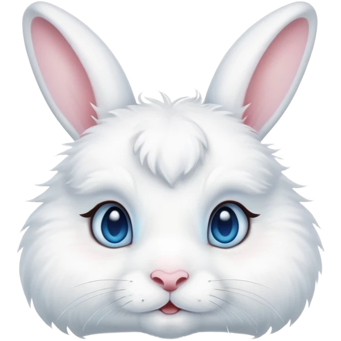 cute white rabbit with blue eyes emoji