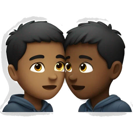 Two boys kissing one darker than the other emoji