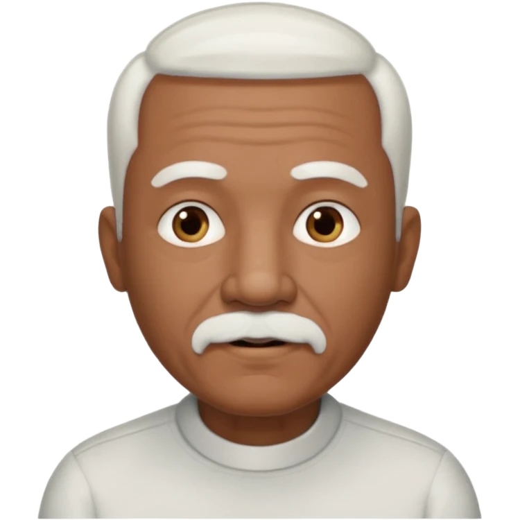 An elderly man emoji with medium-dark skin tone, short neatly trimmed white hair around the sides and back of his head, a bald top, and well-groomed facial hair — a small white mustache paired with a short rounded white goatee that frames his mouth. emoji