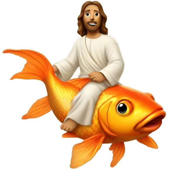 Jesus riding a goldfish emoji