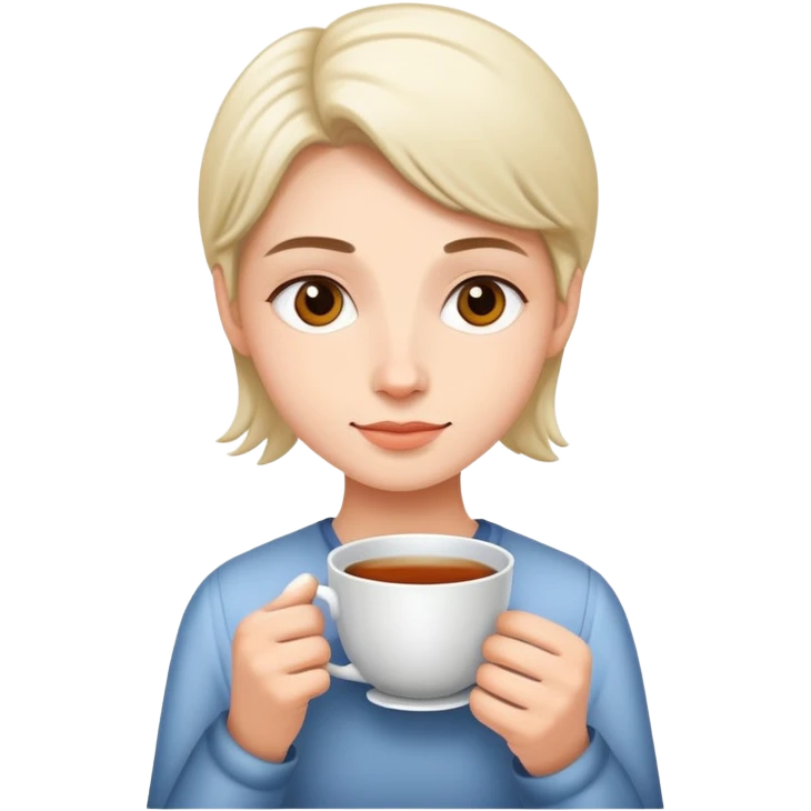 Создай изображение человека с чаем emoji