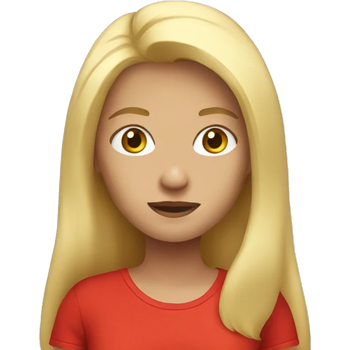Women with blond long hair wearing a red T-Shirt emoji