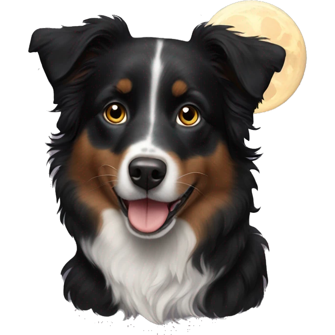 Small black australian shepherd dog moon emoji