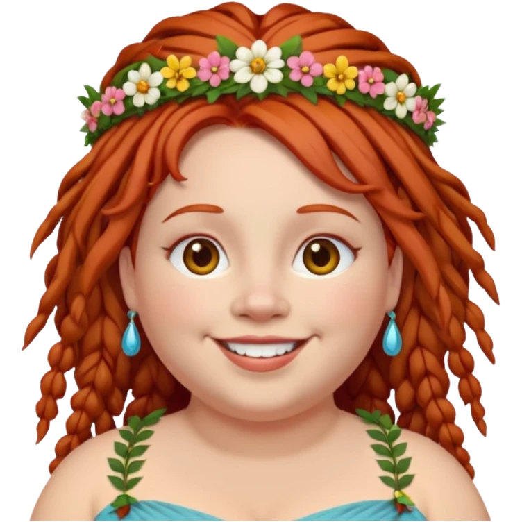 fat redhead woman with dreadlocks and floral tiara emoji