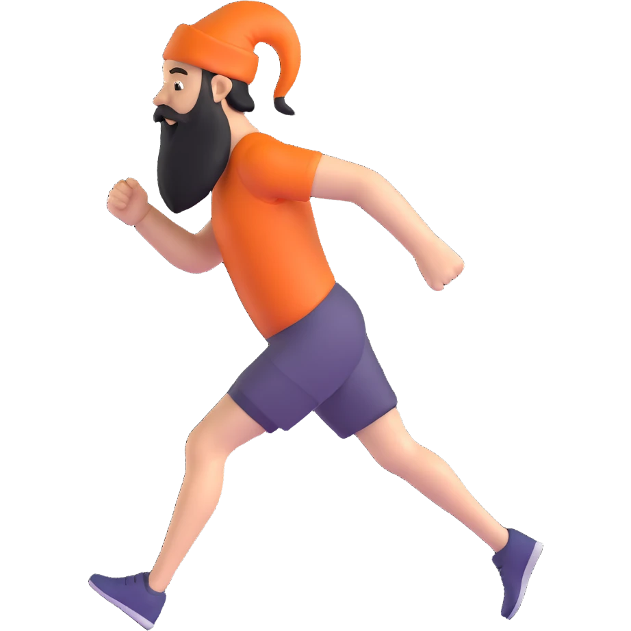 Running man with long beard emoji