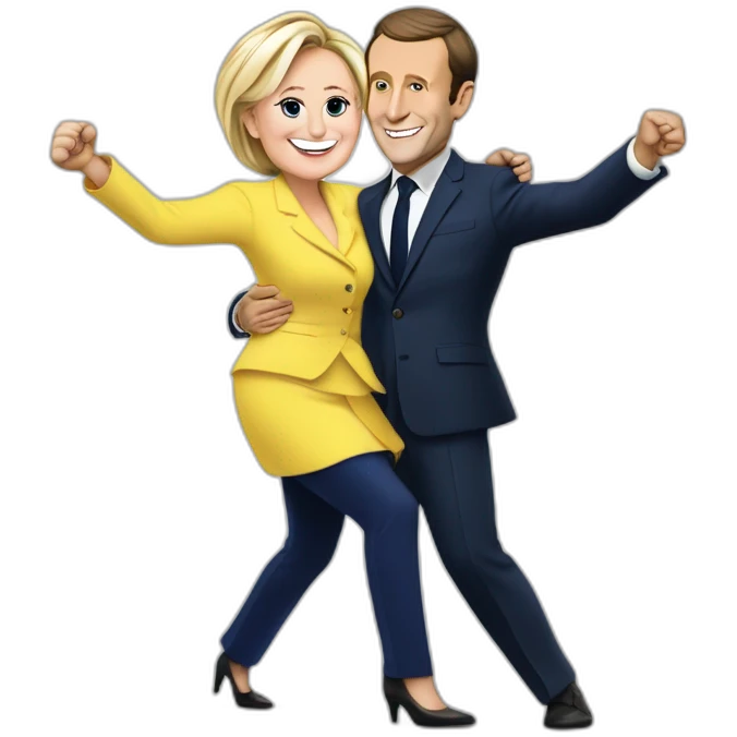 Emmanuel Macron dancing with marine le pen  emoji