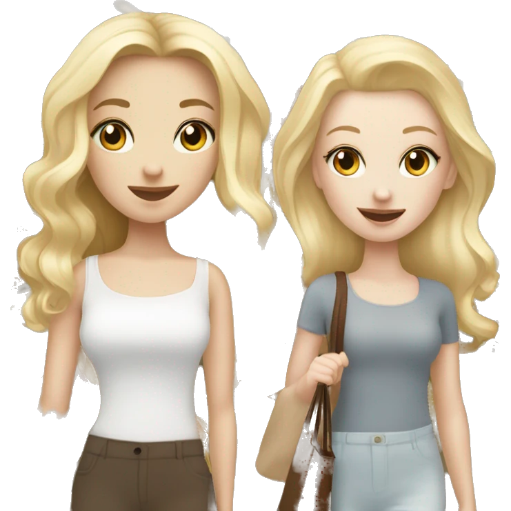 2 blonde girls with pale skin, 1 young girl with pale skin and with brown hair shopping in NYC emoji