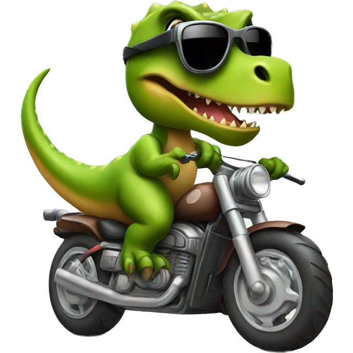 Dinosaur with sunglasses riding a motorcycle  emoji