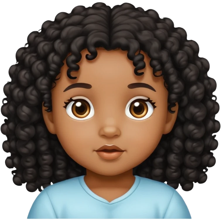 super pretty medium brown skin baby with black curly hair emoji